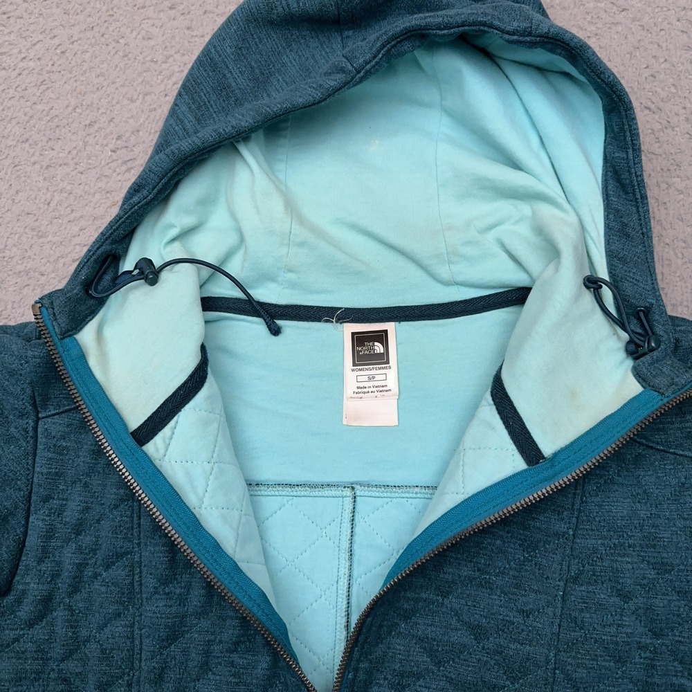 The North Face Moncada Quilted Jacket Women's Small Teal Zip Pockets A8P7 - Picture 2 of 9